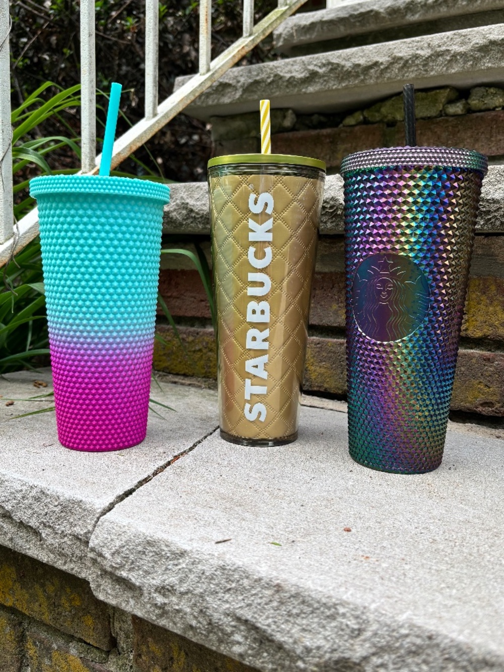 Set of 3 24oz Tumblers, 2 Starbucks, 1 Nalmoe